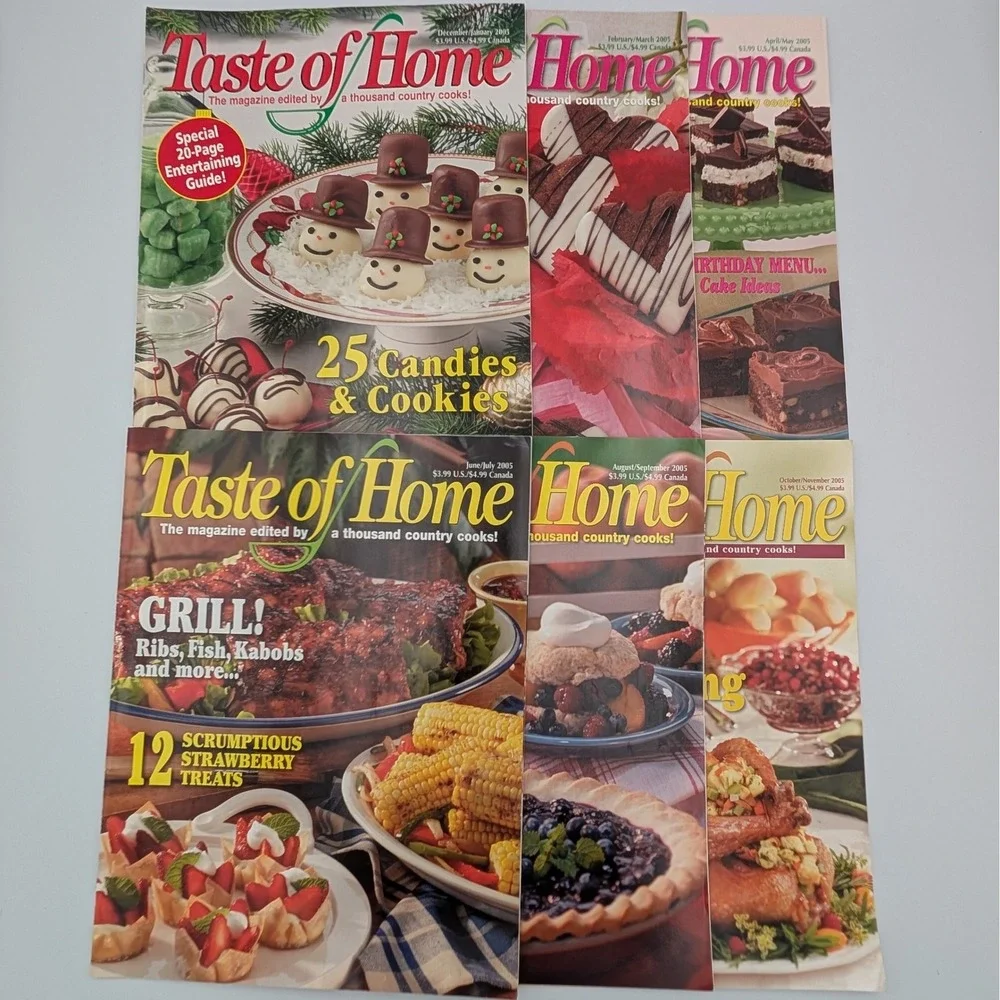 Taste of Home Magazine Lot 2005 Vintage Cooking Recipes Holiday Desserts 6pk